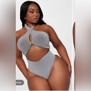 Fashion Nova Plus Size Silver Swimsuit